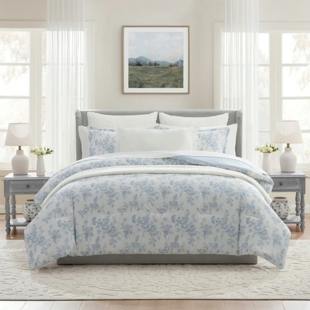 My Texas House Floral 11-Piece Comforter Set w/Sheets, Blue,‎ King - Walmart